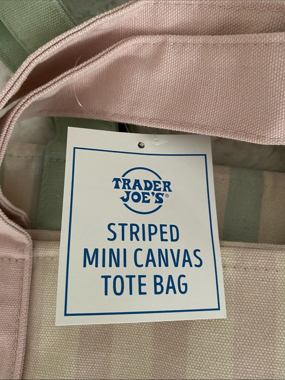 Trader Joe’s NWTPastel Stripe Tote Bag — All 4! Pink, Green, Beige, Blue - Picture 2 of 6